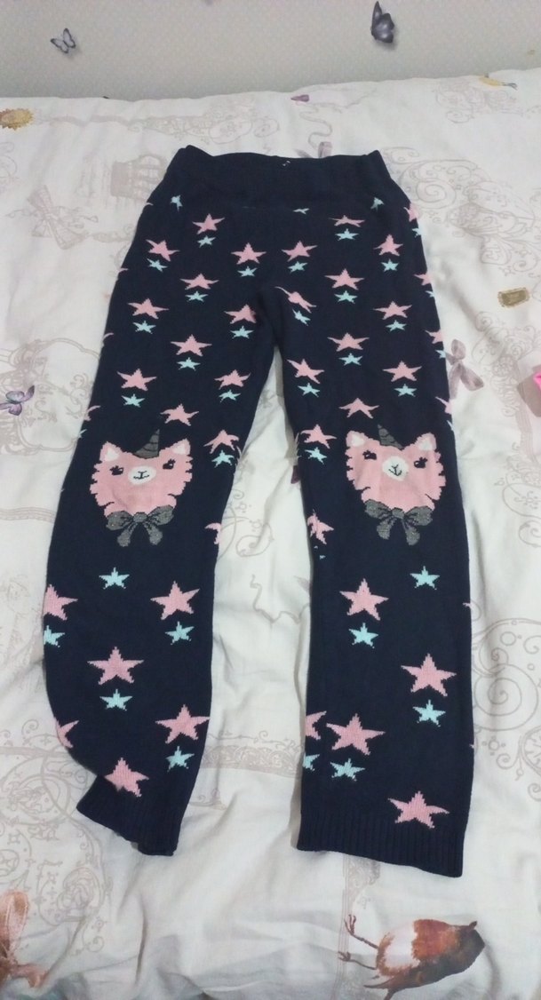 Nakışlı Kız Çocuk Triko Tayt - Görsel 2