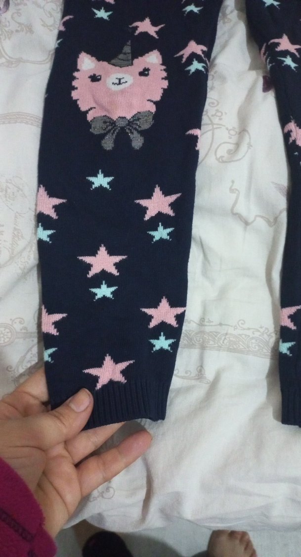 Nakışlı Kız Çocuk Triko Tayt - Görsel 3