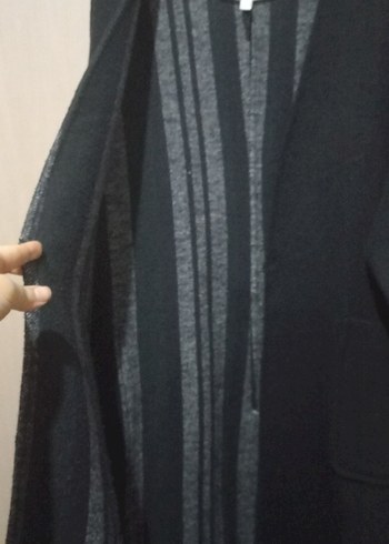 Kadın Siyah Uzun Ceket Notch Yaka - Görsel 8