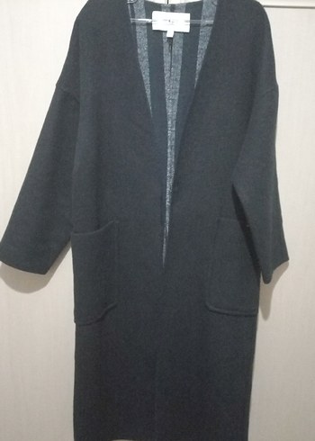 Kadın Siyah Uzun Ceket Notch Yaka - Görsel 2