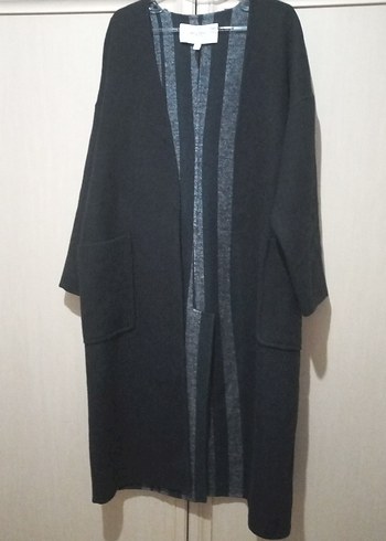 Kadın Siyah Uzun Ceket Notch Yaka - Görsel 12