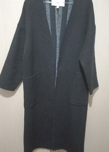 Kadın Siyah Uzun Ceket Notch Yaka - Görsel 3