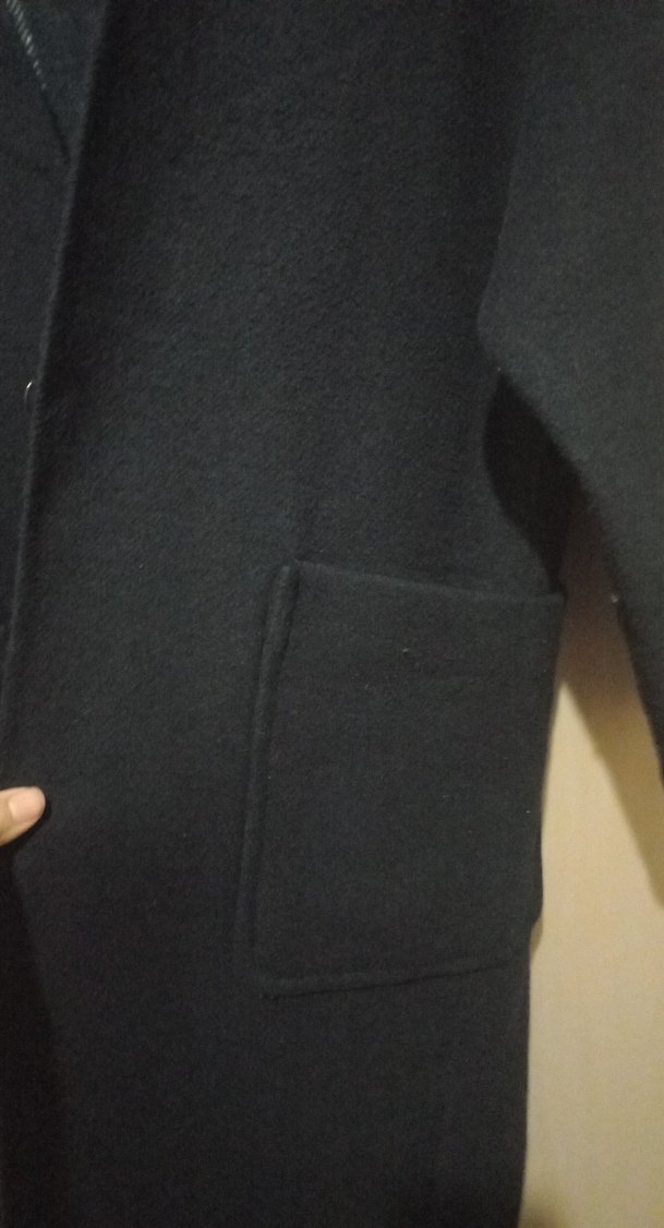 Kadın Siyah Uzun Ceket Notch Yaka - Görsel 4