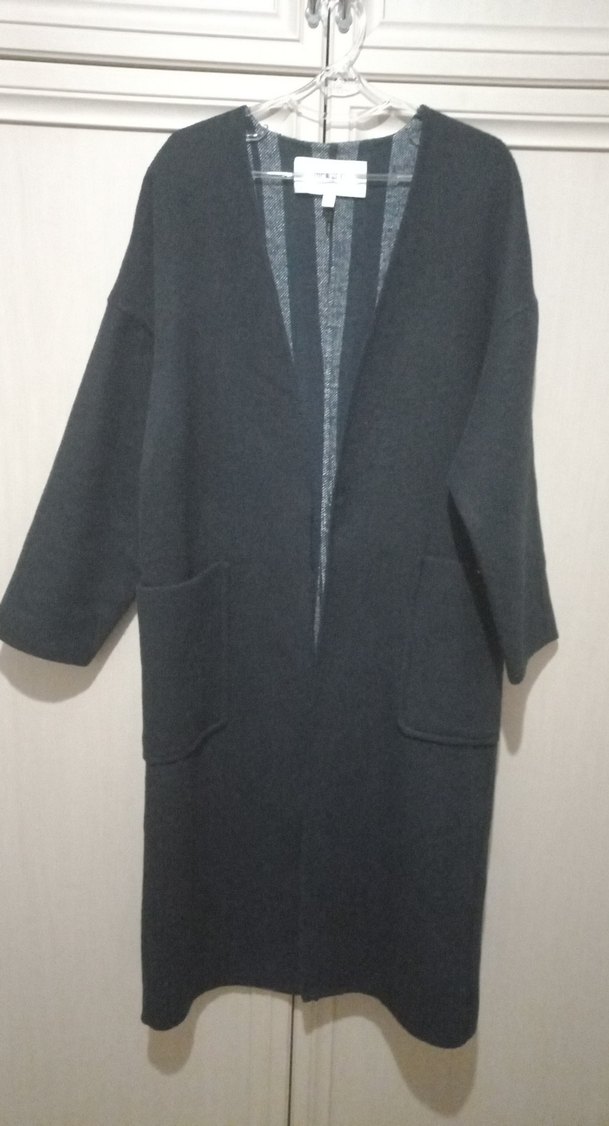 Kadın Siyah Uzun Ceket Notch Yaka - Görsel 2