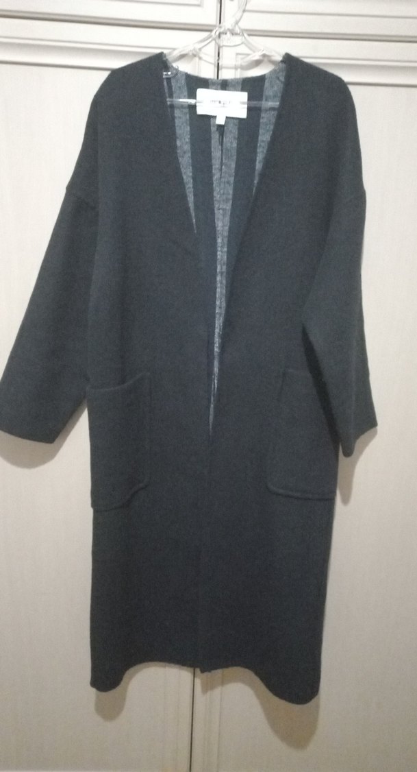 Kadın Siyah Uzun Ceket Notch Yaka - Görsel 3