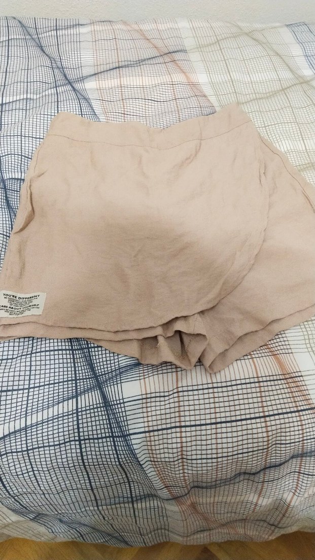 Bej Midi Hamile Keten Şort - Görsel 2