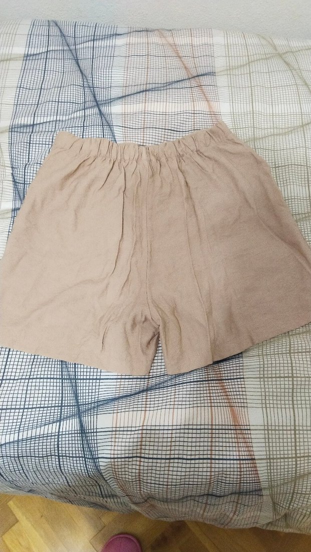 Bej Midi Hamile Keten Şort - Görsel 3