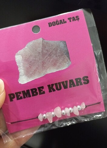 Pembe Kuvars taşı ip bileklik 