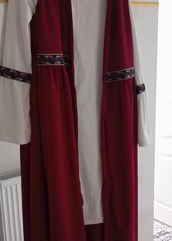 Bordo Nakışlı Uzun Kadın tunik ikili takım