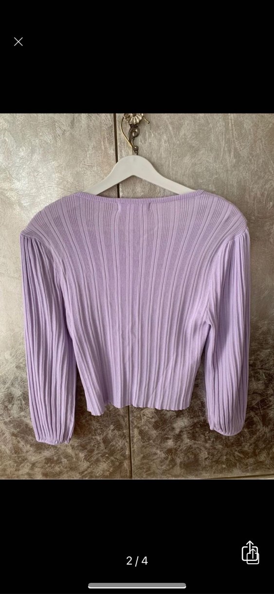 Kadın Lila Düğmeli Midi Hırka - Görsel 2