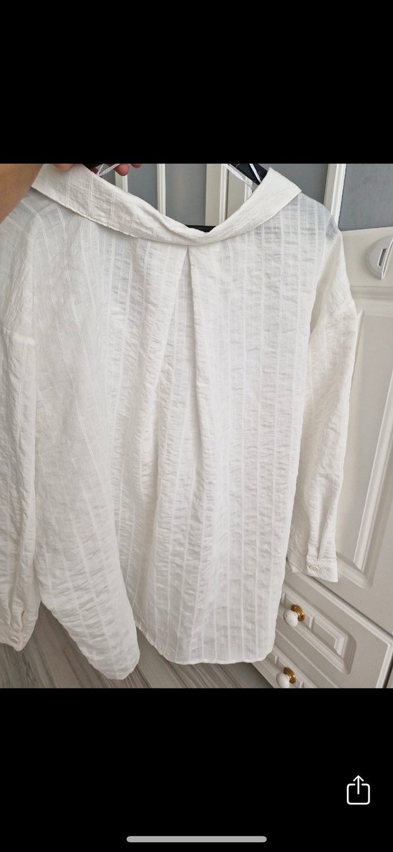 Beyaz Düğmeli Salaş Gömlek - Görsel 5