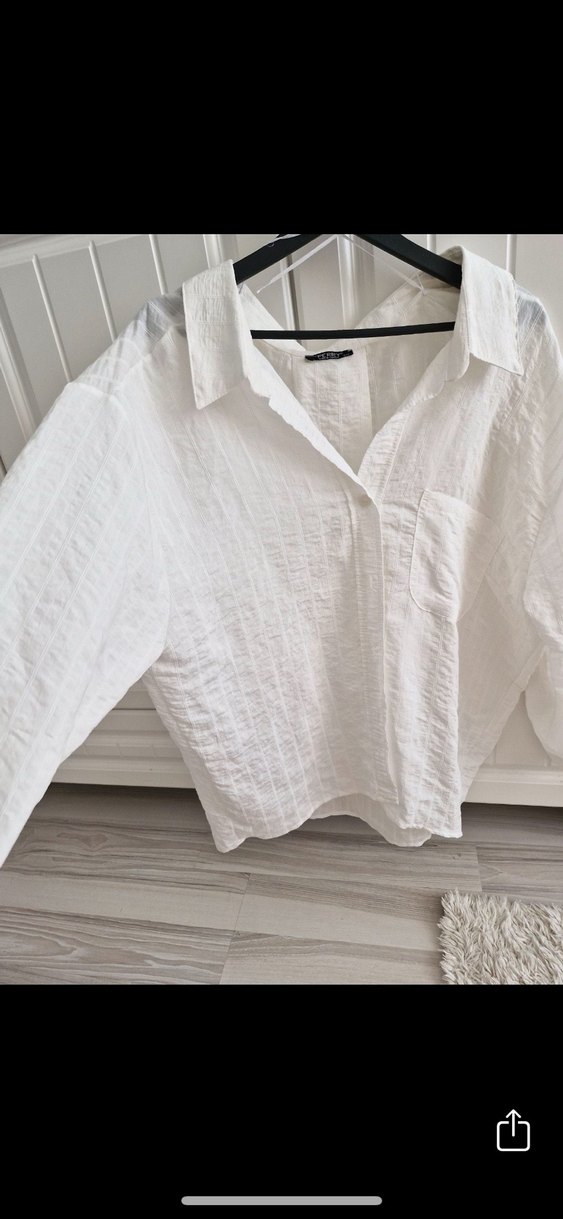 Beyaz Düğmeli Salaş Gömlek - Görsel 2