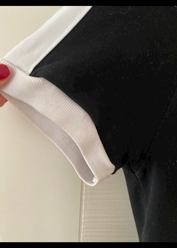 Siyah polo Yaka Kısa Kollu Kadın Tişört - Görsel 3