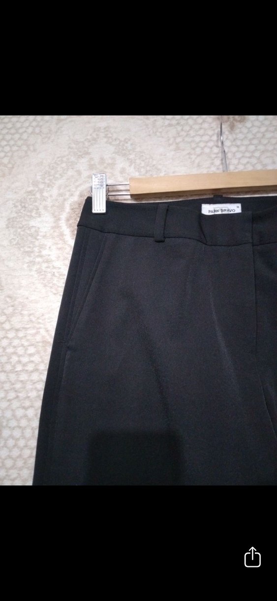 Kadın Siyah Kemerli Kumaş Pantolon - Görsel 5