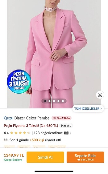 Quzu QUZU Pembe Blazer ceket