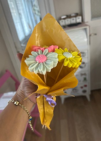 Sarı Dantel Detaylı Bohem Çiçek demet sabun - Görsel 3