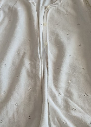LC Waikiki Beyaz Düğmeli Uzun Kollu Kız Hırka