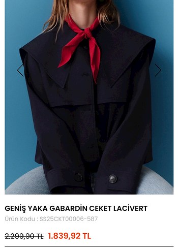 Manuka Geniş Yakalı Lacivert Gabardin Ceket