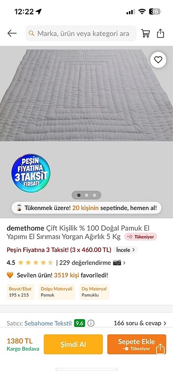 Yüzde yüz pamuk el yapımı yorgan