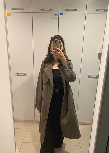 Bej Süet Midi Trençkot, Kuşaklı, Rahat Kesim