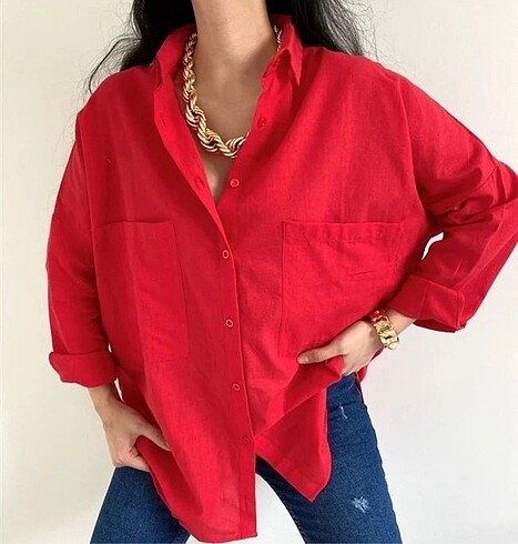 Oversize keten gömlek