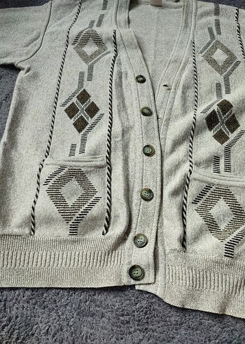 Bohem Gri Triko Hırka - Görsel 3