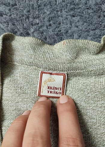 Bohem Gri Triko Hırka - Görsel 5