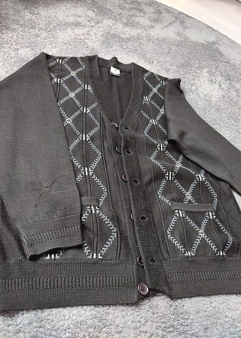 Siyah Örgü erkek Hırka - Görsel 2