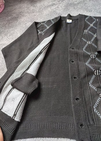 Siyah Örgü erkek Hırka - Görsel 4