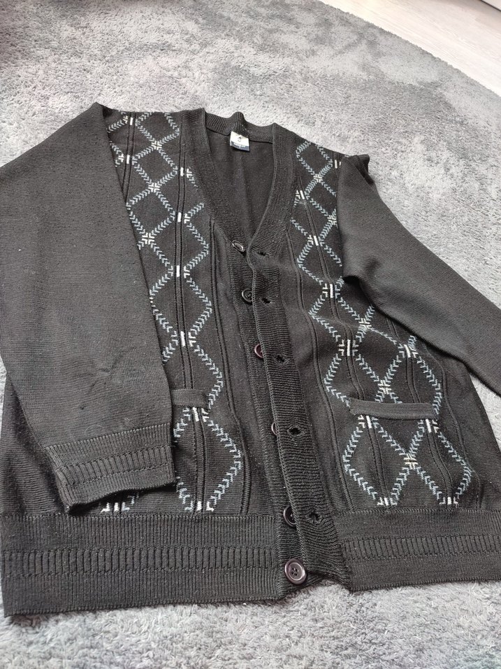 Siyah Örgü erkek Hırka - Görsel 2