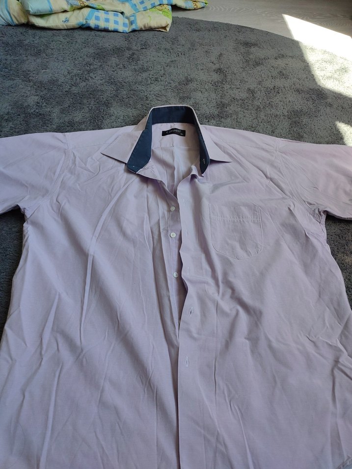 Gri Pamuklu Kısa Kollu Erkek Gömlek - Görsel 2