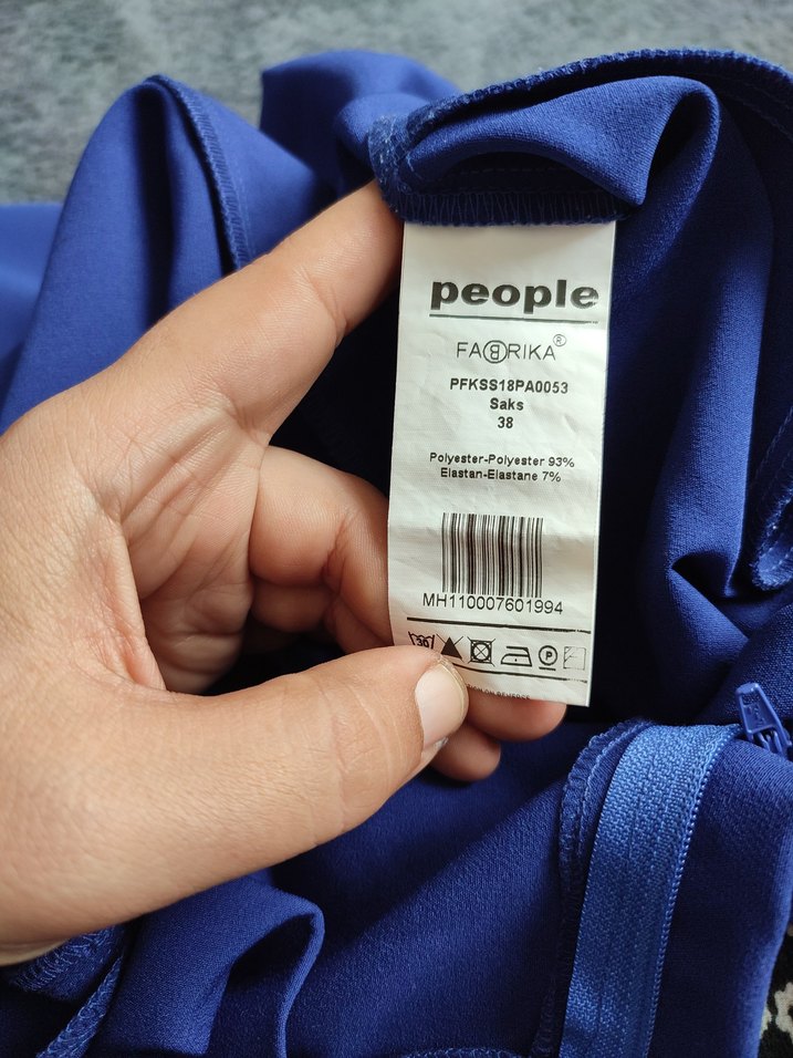 Mavi Kemerli Kadın Kumaş Pantolon - Görsel 3