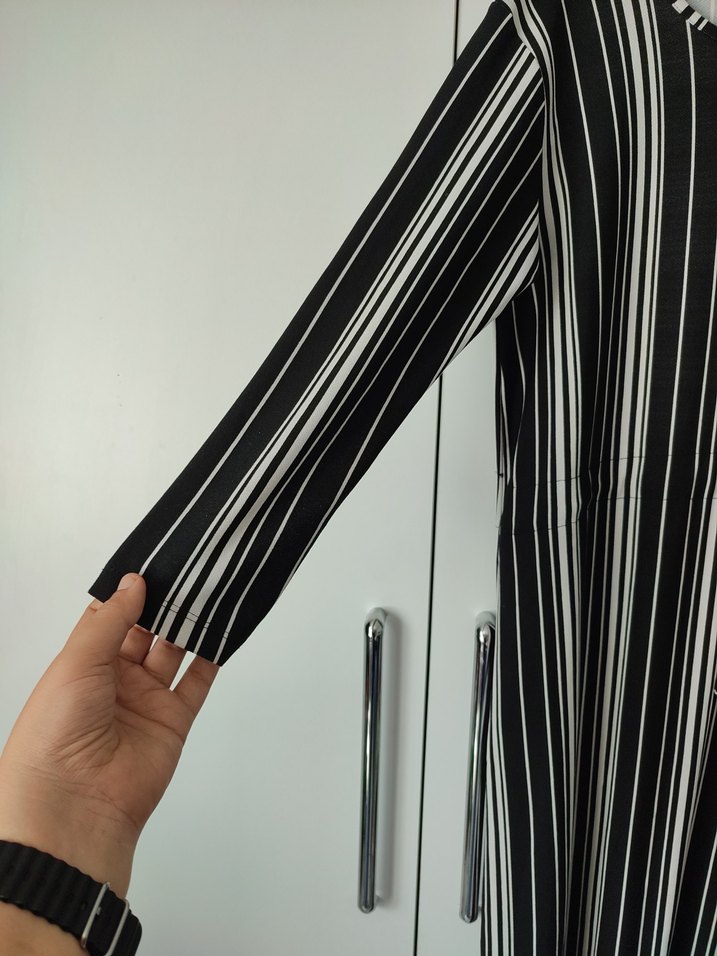 Diger Kadın Siyah Çizgili Uzun Elbise - Görsel 2