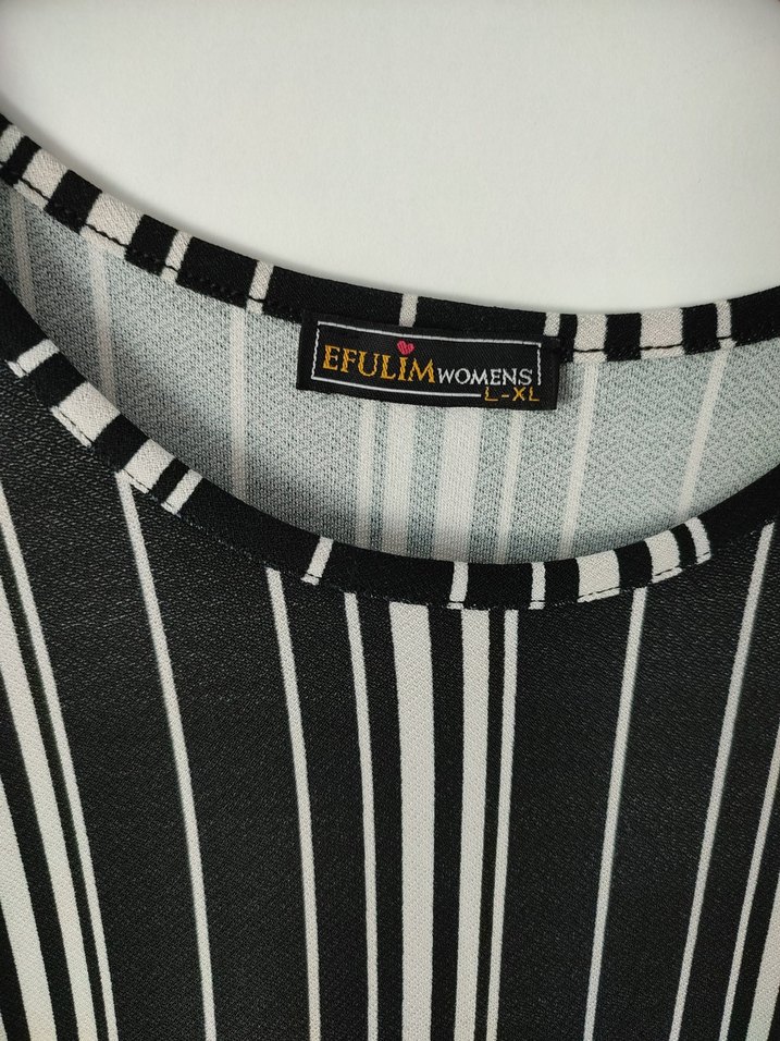 Diger Kadın Siyah Çizgili Uzun Elbise - Görsel 5