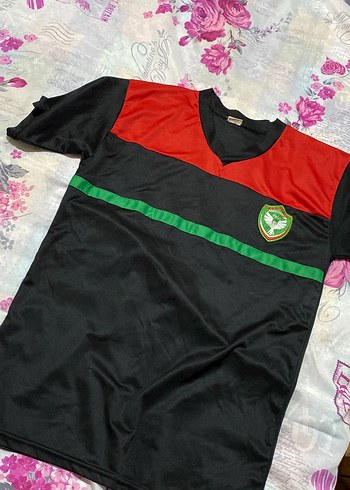 Renkli Baskılı Siyah V Yaka Erkek Spor Tişörtü