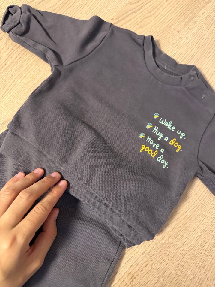 Gri Uzun Kollu Erkek Bebek Takımı - Görsel 3