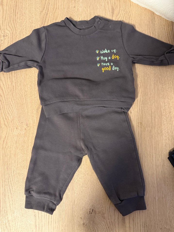 Gri Uzun Kollu Erkek Bebek Takımı - Görsel 2