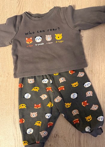 Gri Uzun Kollu Örme Bebek Takımı - Görsel 2