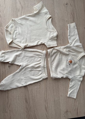 Bebek Erkek Beyaz Pamuklu Uzun Kollu Takım - Görsel 2