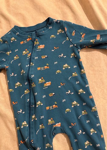 Koyu Mavi Erkek Bebek Fermuarlı Tulum - Görsel 3