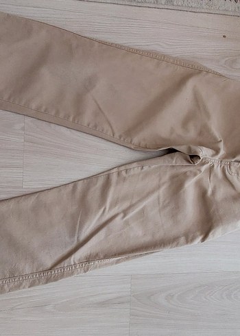 Bej Keten Erkek Çocuk Bol Kesim Kemerli Pantolon