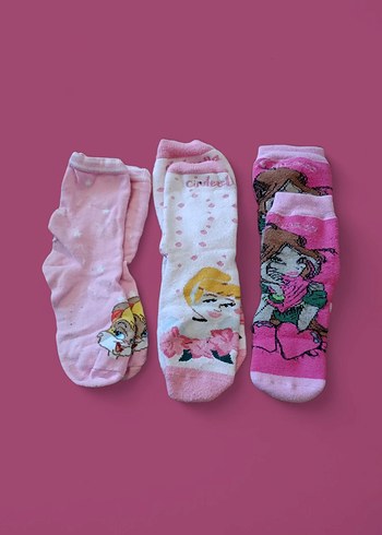 Kız Çocuk Pembe Baskılı Yumuşak Çorap Seti