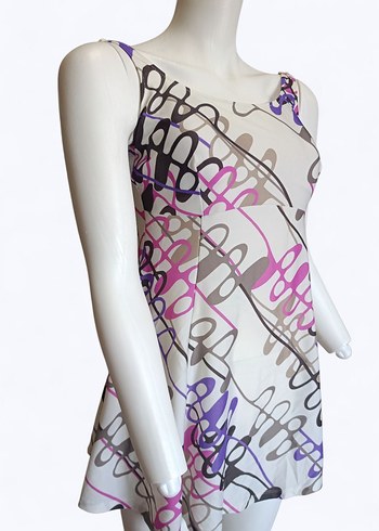 Renkli Desenli Mayo Elbise/ Tankini - Görsel 3