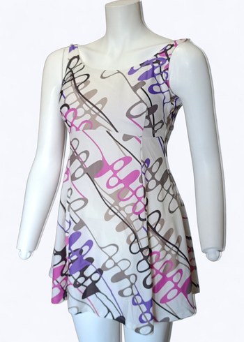 Renkli Desenli Mayo Elbise/ Tankini - Görsel 4