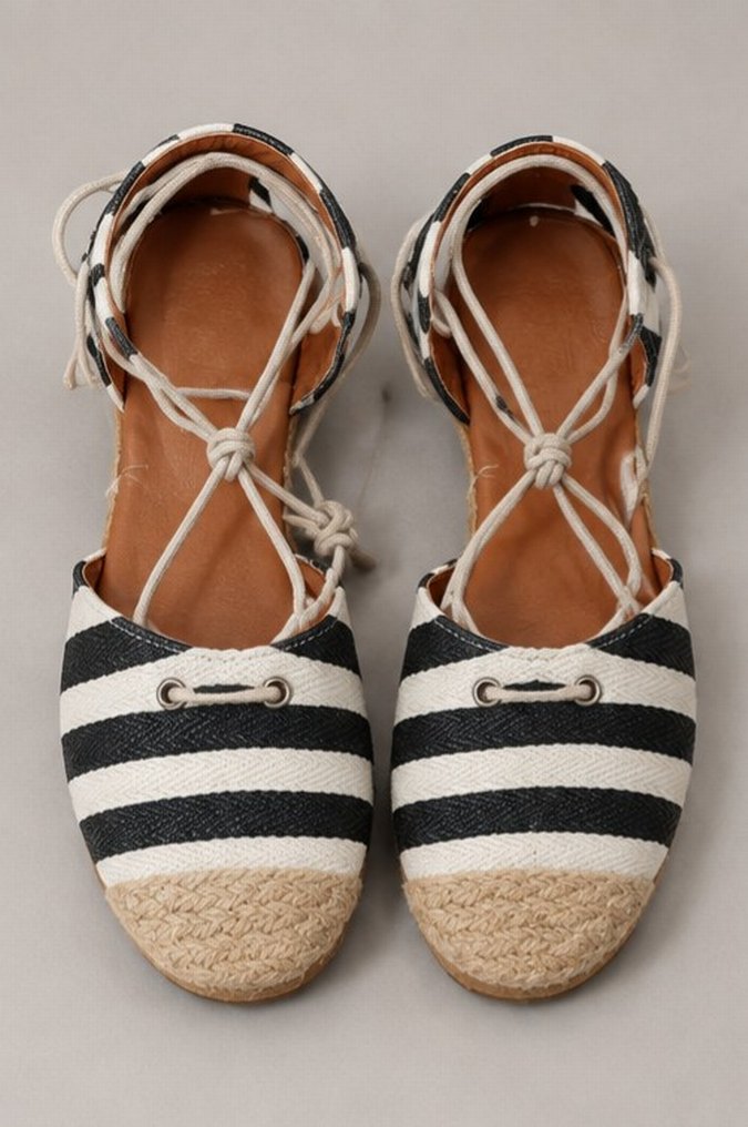 Bilekten Bağlamalı Keten Espadril — görsel 5/7
