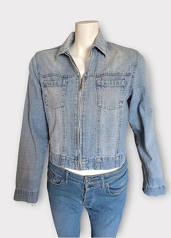 Jeans Lab Fermuarlı Kot Ceket