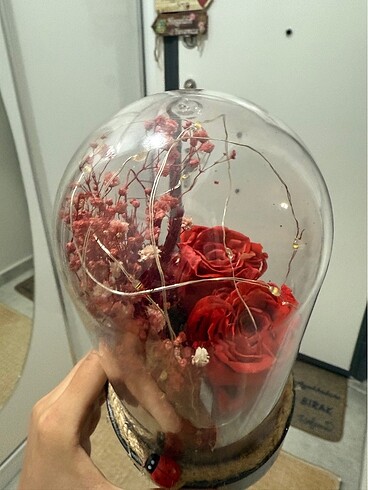 Fanuslu Ledli güllü süs - Görsel 4