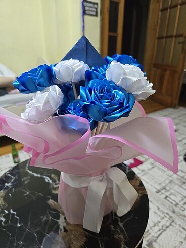 Kurdeleden gül yapımı - Görsel 9