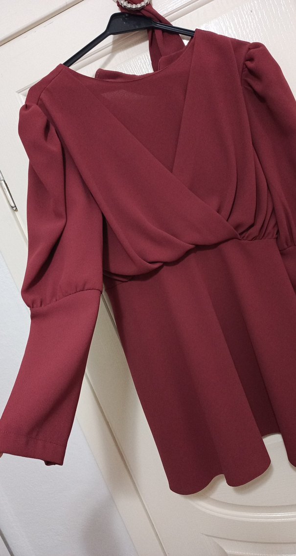 Bordo pantolon tunik takım - Görsel 3