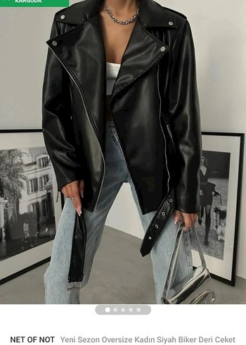 Diğer Kadın Oversize Deri Ceket